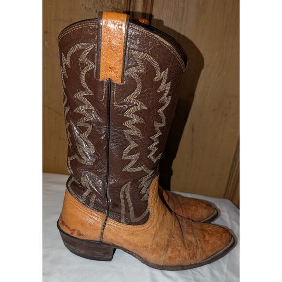 Vintage Bona Allen Cowboy Boots Ostrich Leather Western Size 8D main image 6